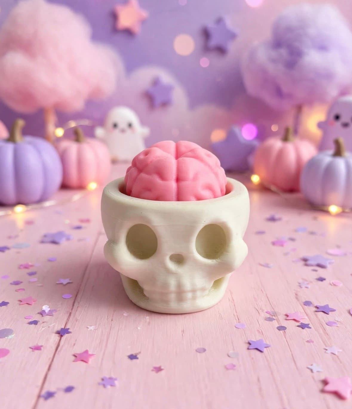 Clicker de calavera con cerebro
